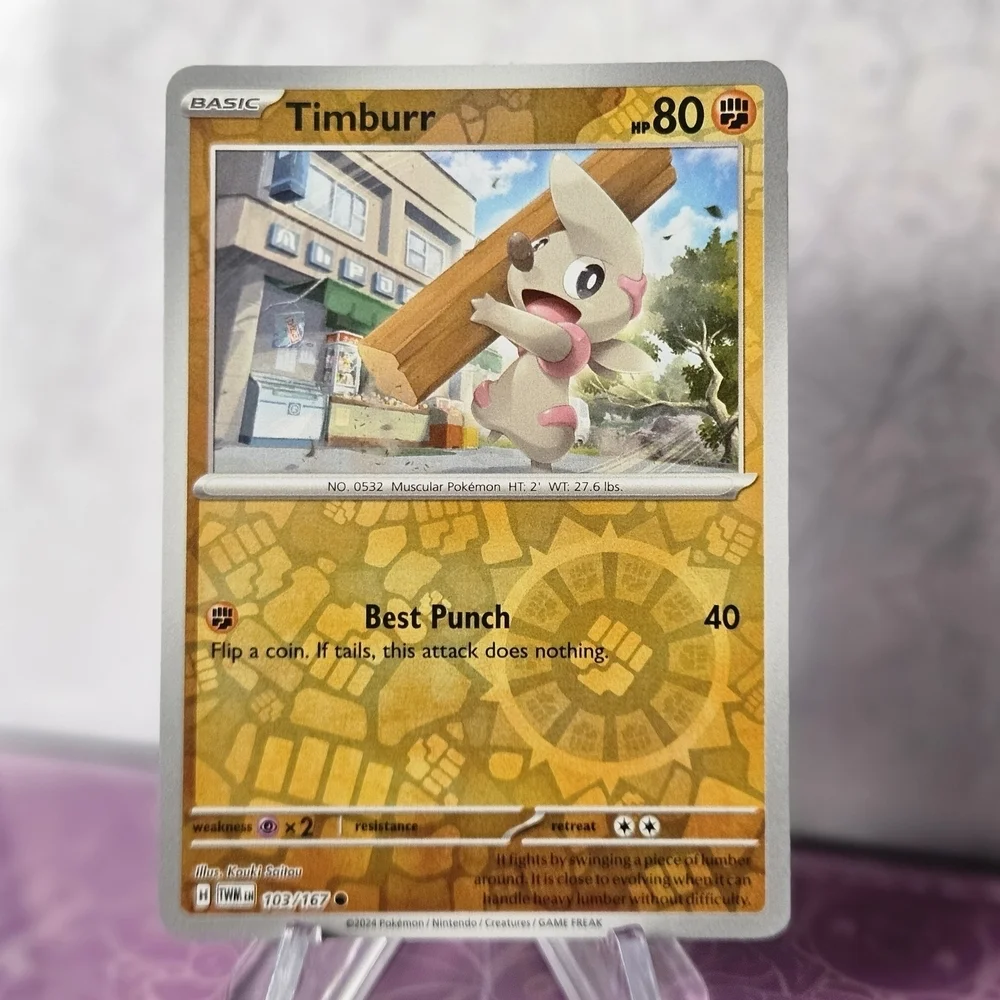 timburr pokemon card POKÉMON GAME sv6 059/101 C RarityIllustration Rare Hit Points80 HP Fighting Best Punch (40 Flip a coin Pokemon | Toys | Timburr